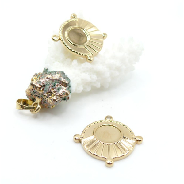 Support de Pendentif Éventail 23mm avec plateau 8mm – Acier Inoxydable Doré