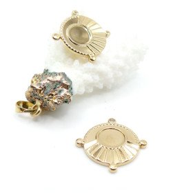 Support de Pendentif Éventail 23mm avec plateau 8mm – Acier Inoxydable Doré