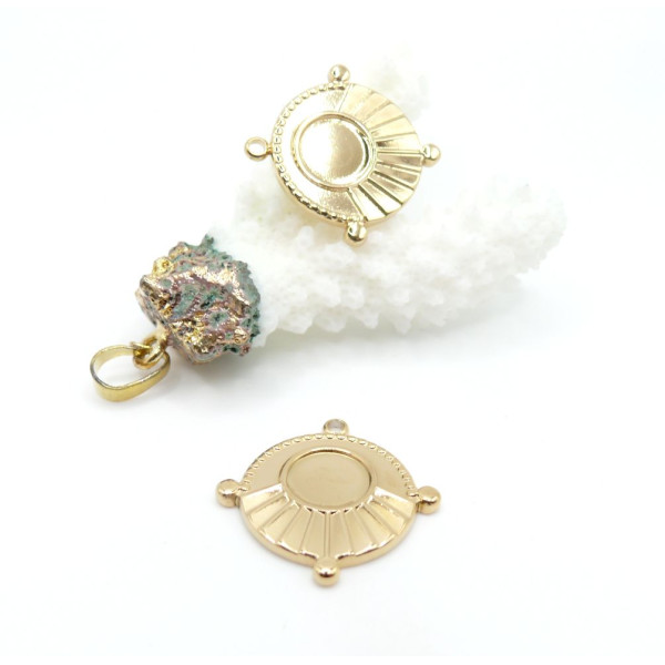 Support de Pendentif Éventail 23mm avec plateau 8mm – Acier Inoxydable Doré