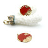 Pendentif Médaillon Feuille Résine Émaillée Rouge – Acier Inoxydable 304 Doré 14K PVD