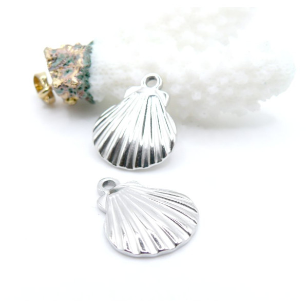 Pendentif Coquille Saint Jacques 20 mm – Acier Inoxydable 304 Argenté