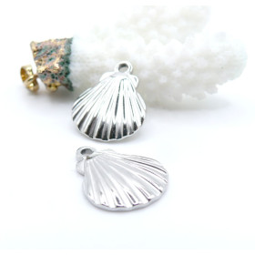 Pendentif Coquille Saint Jacques 20 mm – Acier Inoxydable 304 Argenté