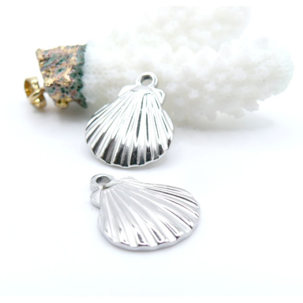 Pendentif Coquille Saint Jacques 20 mm – Acier Inoxydable 304 Argenté