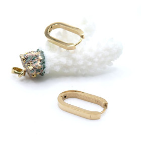 Créoles Ovales 21 mm – Acier Inoxydable 304 Doré à l’or fin 18K  PVD