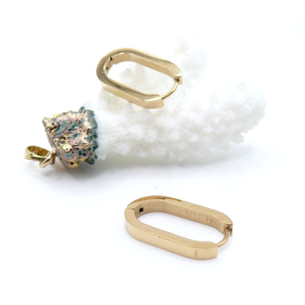 Créoles Ovales 21 mm – Acier Inoxydable 304 Doré à l’or fin 18K  PVD