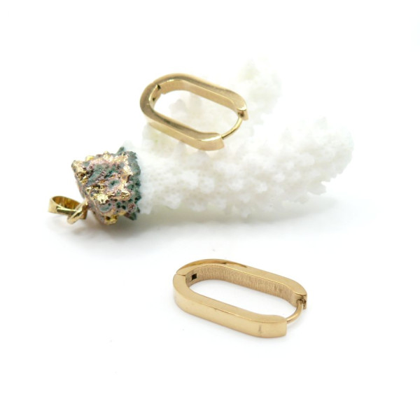 Créoles Ovales 21 mm – Acier Inoxydable 304 Doré à l’or fin 18K  PVD