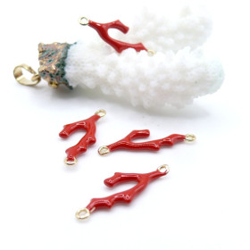 Pendentif / Connecteur Forme Corail – Laiton Doré à l’or fin 18K