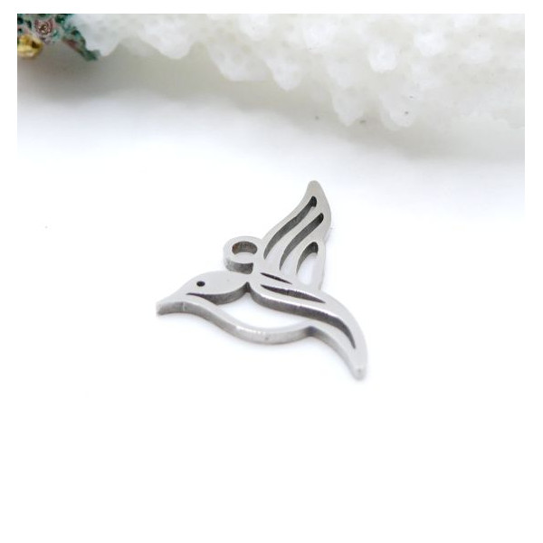 Pendentifs Oiseau Colibri 15mm – Acier Inoxydable 304 Argenté