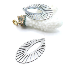 Pendentifs  Art Déco Ovale 38 mm – Acier Inoxydable Argenté