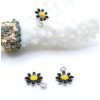 Pendentifs Fleur Marguerite Résine Émaillée  NOIR 7mm – Acier Inoxydable 304 Argenté