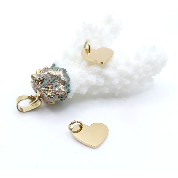 Pendentifs Coeur avec anneau 10mm, Acier Inoxydable Doré IONIQUE