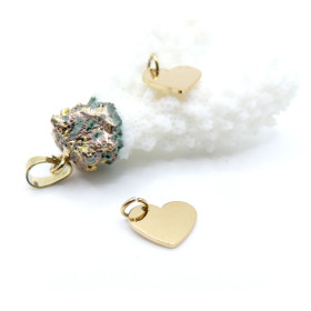 Pendentifs Coeur avec anneau 10mm, Acier Inoxydable Doré IONIQUE