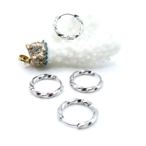 Créoles Rondes Torsadées 17mm, Épaisseur 2.5 mm – Acier Inoxydable 304 Argenté