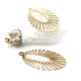 Pendentif  Art Déco Ovale 38 mm – Acier Inoxydable Doré 18K