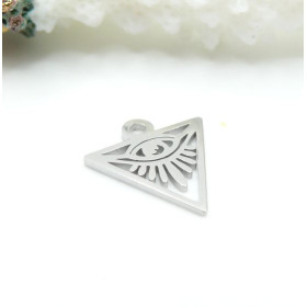 Pendentifs Triangle, amulette, oeil de la protection 13 mm – Acier Inoxydable Argenté