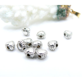 Perles Intercalaires Cœurs Métal Argent Platine