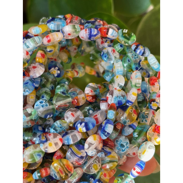 Perles Rondes Plates 8 x 3 mm – Verre Millefiori Multicolores