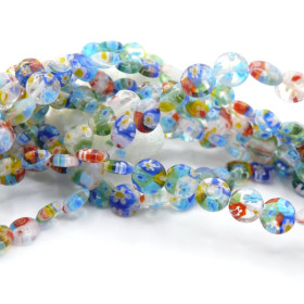 Perles Rondes Plates 8 x 3 mm – Verre Millefiori Multicolores