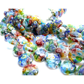 Perles Rondes Plates 10 x 3.5 mm – Verre Millefiori Multicolores