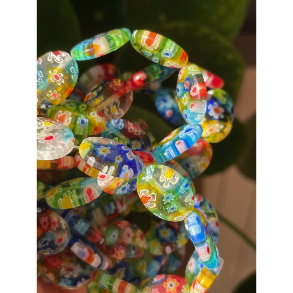Perles Ovales 14 x 10 mm – Verre Millefiori Multicolores