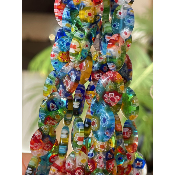 Perles Ovales 14 x 10 mm – Verre Millefiori Multicolores