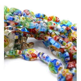 Perles Ovales 14 x 10 mm – Verre Millefiori Multicolores