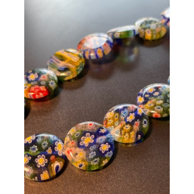 Perles Rondes Plates 20 x 4.5 mm – Verre Millefiori Multicolores