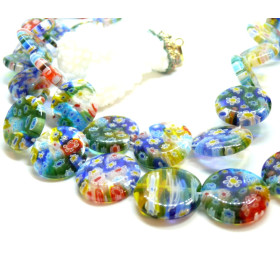 Perles Rondes Plates 20 x 4.5 mm – Verre Millefiori Multicolores