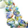 REFH – Lot de 4 Perles Rondes Plates 20 x 4.5 mm – Verre Millefiori Multicolores