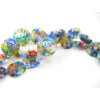 REFH – Lot de 4 Perles Rondes Plates 20 x 4.5 mm – Verre Millefiori Multicolores