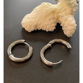 Créoles Rondes 16mm, épaisseur 3mm, Acier Inoxydable 316 finition Argenté