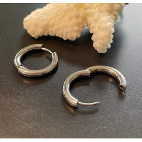 Créoles Rondes 16mm, épaisseur 3mm, Acier Inoxydable 316 finition Argenté