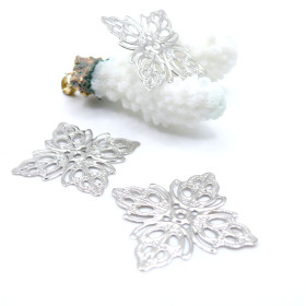 Pendentifs Filigrane Losange 25mm – Métal Argent Platine