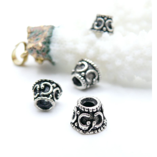 Coupelles Calottes Fleur 8mm – Argent Antique