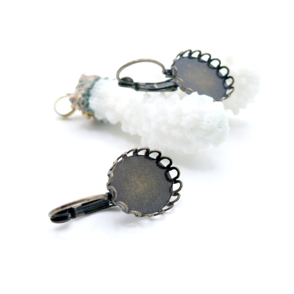 Supports de Boucles d’oreilles Vague 14 x 10 mm – Laiton – Finition Bronze