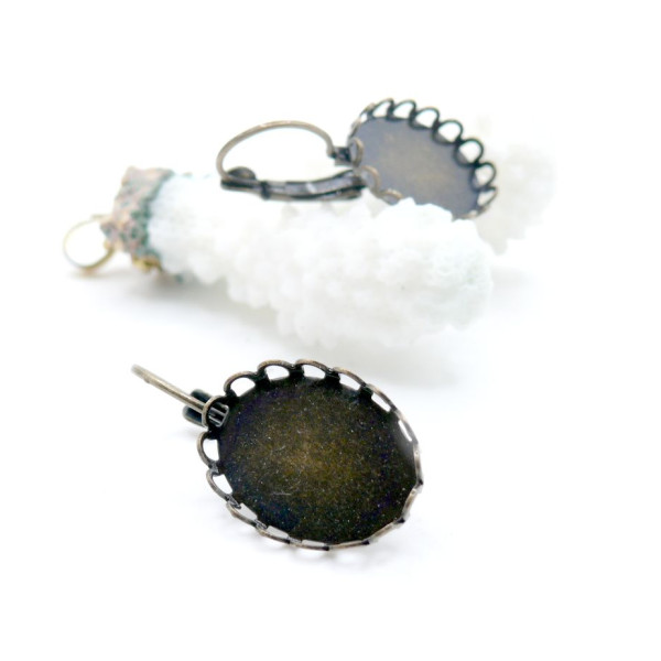 Supports de Boucles d’oreilles Vague 14 x 10 mm – Laiton – Finition Bronze