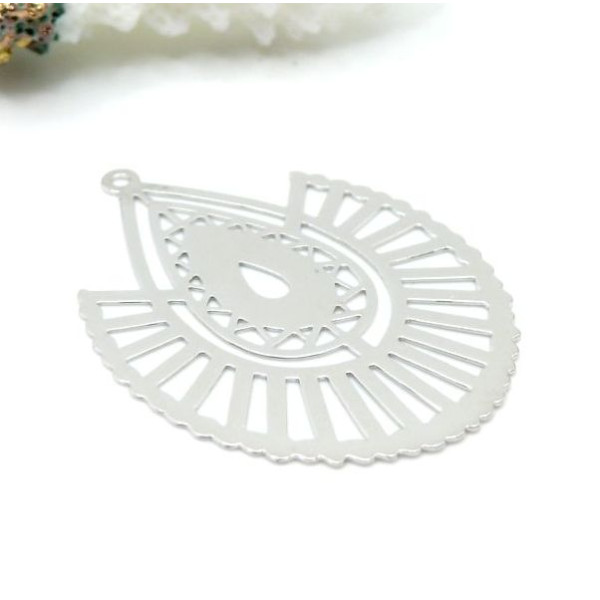 Estampes Pendentifs Filigrane Goutte Géométrique 40 x 30 mm – Métal Argenté