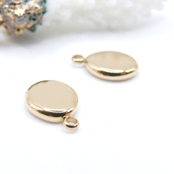 Pendentif Galet 3D 15 x 10 mm – Acier Inoxydable – Doré