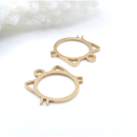 Pendentifs Chat 13 mm – Acier Inox 304 – Doré à l’Or fin 18K, placage IONIQUE