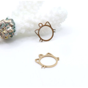 Pendentifs Chat 13 mm – Acier Inox 304 – Doré à l’Or fin 18K, placage IONIQUE