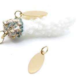 Pendentifs Ovales avec anneau 19 mm – Acier Inox 304 – Doré à l’Or fin 18K, placage IONIQUE (IP)