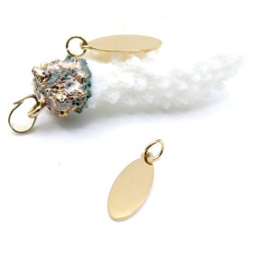 Pendentifs Ovales avec anneau 19 mm – Acier Inox 304 – Doré à l’Or fin 18K, placage IONIQUE (IP)