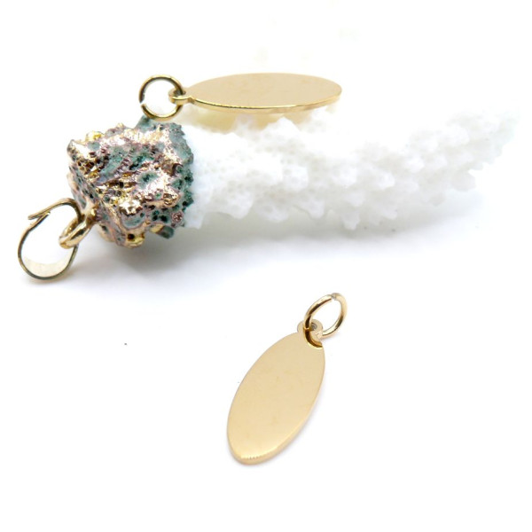 Pendentifs Ovales avec anneau 19 mm – Acier Inox 304 – Doré à l’Or fin 18K, placage IONIQUE (IP)