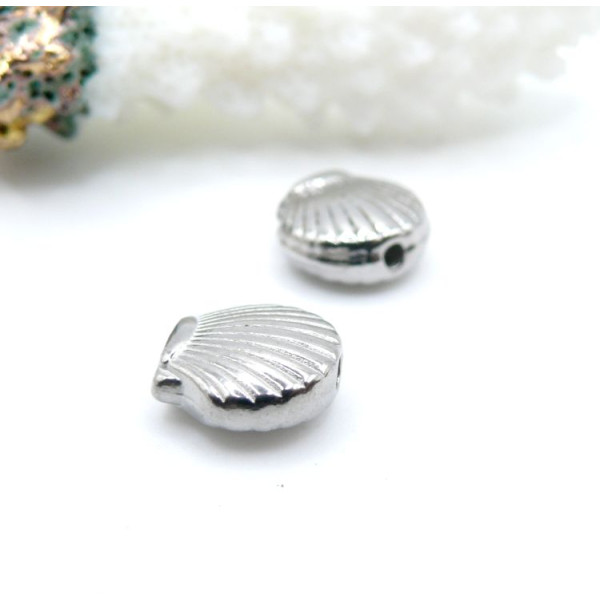 Perles Intercalaires Coquille Saint Jacques 9 mm – Acier Inox 304 – Argenté