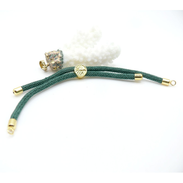 Support Bracelet Intercalaire Slide Arbre Cuivre Doré 18k Vert émeraude