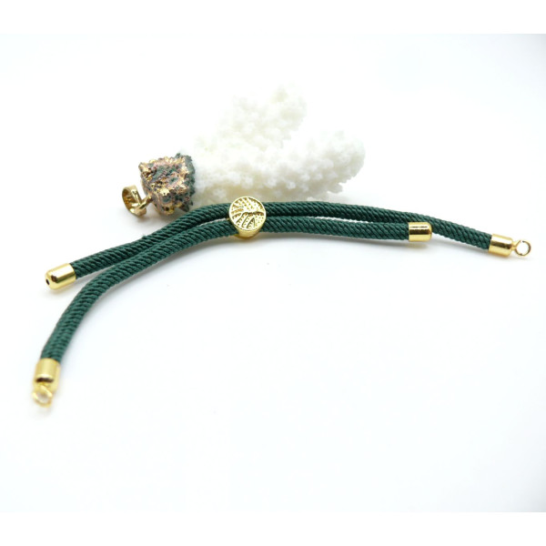Support Bracelet Intercalaire Slide Arbre Cuivre Doré 18k Vert émeraude