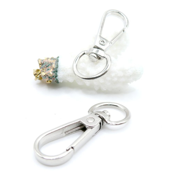 Grands Mousquetons Porte-Clés 48 mm – Métal Argent Platine