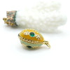 Pendentif Oeuf Résine Émaillée  et strass 24mm – Laiton Doré à l’Or Fin 18K