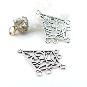 Pendentifs Multi Connecteur Chandeliers Losange 36mm – Métal Argenté Antique