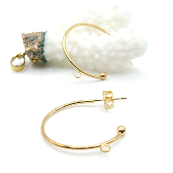 Boucles d’Oreille Créoles avec Attache et Embouts 25mm, Acier Inoxydable 304  Doré à l'or fin 18K